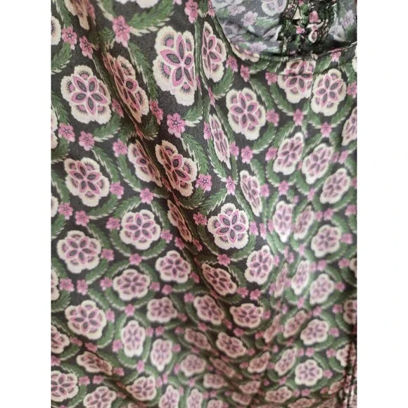 Bishop & Young S Small Adria Ruched Front Midi Pink Floral Dress Cottagecore - Picture 5 of 8